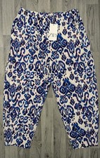 Zara Carrot Fit White/Blue Trousers Size XL New With Tags
