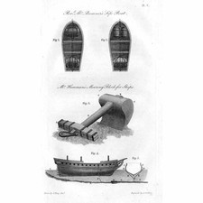 Reverend Bremners Life Boat; Henman's Mooring Block For Ships Antique Print 1811