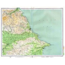 SCARBOROUGH - Antique Map c1903 by Bartholomew; Whitby, Bridlington, New Malton