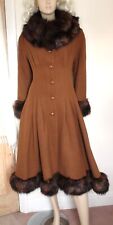 Collectif vtg brown wool fur collar Pearl fit and flare coat size M/12 30s/40s