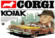 CORGI TOYS KOJAK "NEW" A5 SHOP ADVERT POSTER ONLY DISPLAY.FLYER,ADVERT.