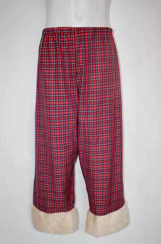 Tartan trousers fur trim - trousers,