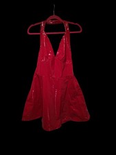 Vibrant Red Pvc Halter Neck