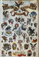 Original 1995/6 Spider Webb Classic Tattoo Flash Poster 