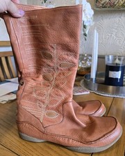 Radley tan leather adjustable patterned boots size 6 in excellent condition