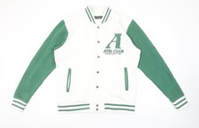 Primark Men’s White Green Varsity Sweatshirt Medium College Style