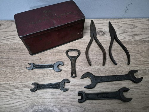 Small tin motorcycle - small, tools