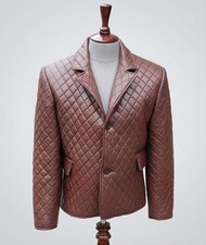 Brown leather mens quilted - brown,