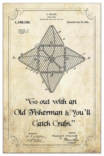 Vintage crab trap patent - crab,