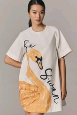 Anthropologie Maeve Emmy Short-Sleeve Swing Mini Dress Swan Size XL NWT 🦢