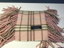 Burberry London Scarf 134 x 15cms  Pink Nova Check Cashmere Wool Made England