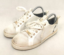 Ladies River Island White Mesh Shoes Trainers Gold Trim UK Size 6 EU39