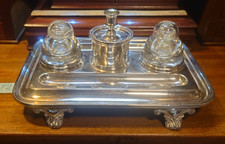 Elkington & Co 1899 Victorian Desk Set Ink Pen Stand & Candle stick : 72