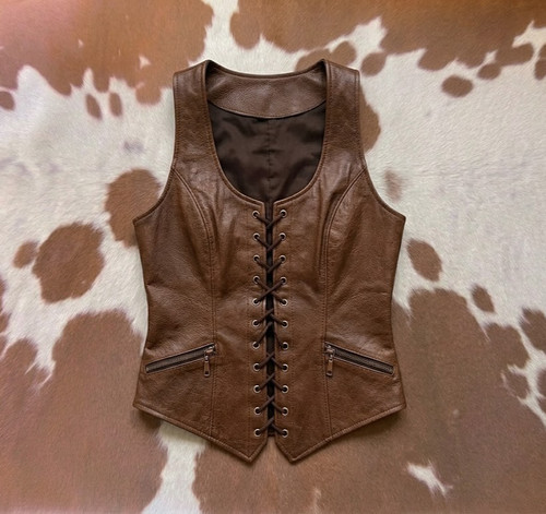 Women brown leather corset top - women,