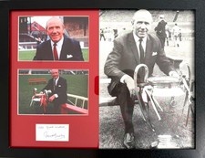 Matt Busby, Man Utd Legend, Hand Signed Framed 40cmx30cm Card with Photo & COA
