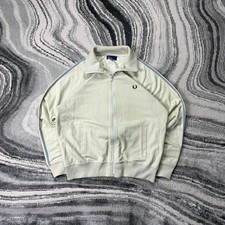 Vintage Fred Perry Full Zip Size Small Cream Funnel Neck Tracksuit Track Jacket