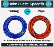 John Guest 5m RED & 5m BLUE 12mm Campervan Camper Motorhome Water Pipe 10m Kit