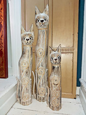 HAND CARVED WOODEN SET OF 3