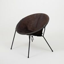 Hans Olsen 'Balloon' folding lounge chair in Nubuck leather, Mid-Century Danish