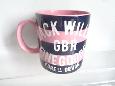 Jack Wills Pink and Navy Blue Striped Ceramic Collectable Coffee Mug Tea Mug