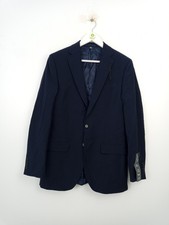 M&S Mens Single Breasted Wool Blend Blazer Navy Size 38" Long NEW F2