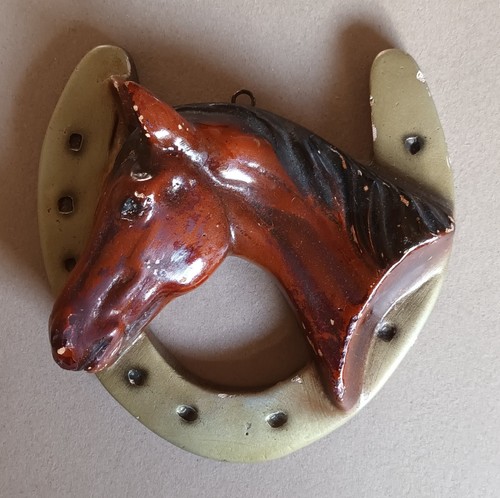 Chalkware wall plaque horse - chalkware,