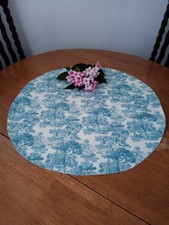 Green Toile De Jouy Round Table Cloth Unbranded