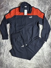 PUMA Mens Navy Blue/Red Full Zip Full Woven Tracksuit Jacket and Joggers M NEW