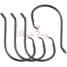 50/100pcs Strong Circle Hooks Offset Turned Up Eye Sea Fishing 1/0 2/0 3/0 4/0 