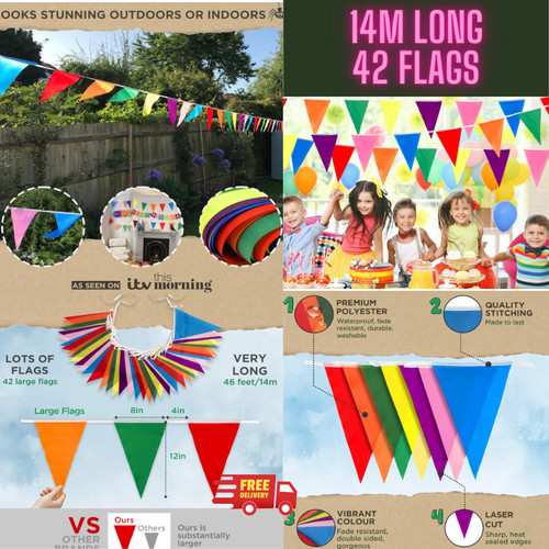 Material fabric 14m bunting - material,