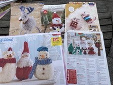 Little Christmas Toy or Decorations Knitting Patterns Finger Puppets, Santa Deer