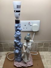 Nao Lladro Table Lamp Girl How Pretty Daisa 1997 Valencia Spain Vintage RARE