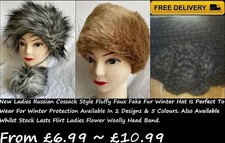 New Autumn/Winter Ladies Russian Cossack Style Faux Fake Fur Lined Hat/Headband