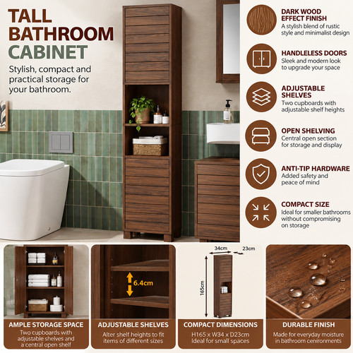 Wooden tallboy bathroom - tallboy,