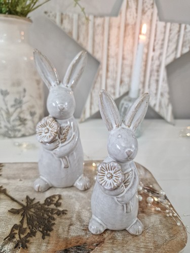 Spring grey glazed bunny with - glazed,