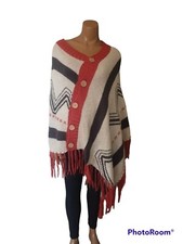 Vila Tribal Designer Poncho BNWT One Size orange brown excellent condition....