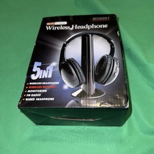 S-XBS 5 in 1 Hi-Fi Wireless Headset Headphone Earphone, FM Radio TV DVD MP3 PC