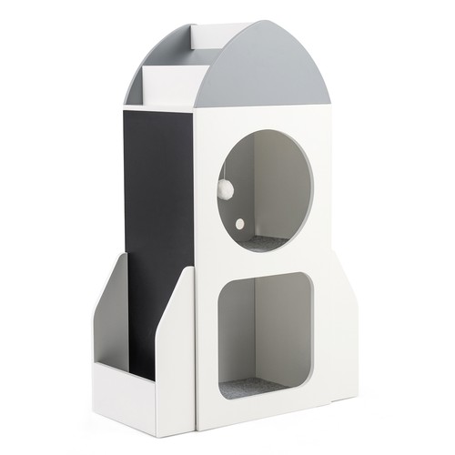 Wooden rocket bookshelf with - rocket,