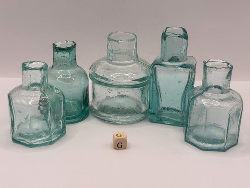 Old aqua glass inks - 5,