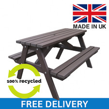 Recycled Plastic Picnic Table Bench, Heavy Duty, Outdoor Furniture, Assembled