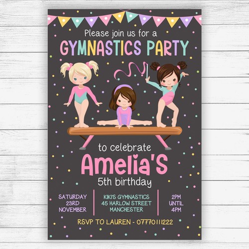 Gymnastics party invitations - gymnastics,