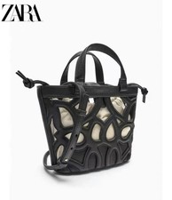Zara Black Cutwork Tote Bag No