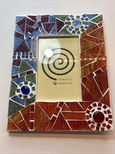 Brightly Coloured Glass Mosaic Photo Frame 6” By 4” Handmade In Bali
