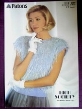 PATONS Knitting Pattern 3460 - Ladies Top in High Society Eyelash & 4Ply 32"-40"