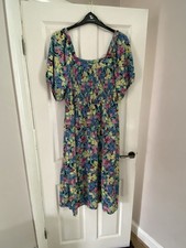 Multicoloured Floral Sheared Summer Dress, Sz 16, Calf Length, Tu At Sainsbury’s