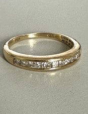 9ct Gold 0.33ct Channel-Set Square-Cut Diamond Ring - Size K 1/2