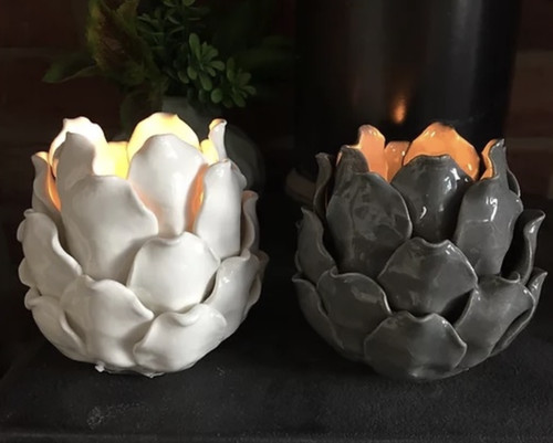 Tea light candle holder - light, grey