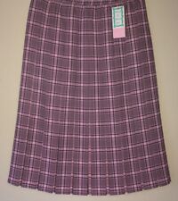 NEW LADIES CHECK PATTERN ELASTIC WAISTBAND BOX PLEAT LINED SKIRT *3 COLOURS*