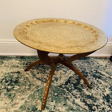 Mid Century Modern Brass Tea Tray Table Moroccan Coffee Table With Spider Leg