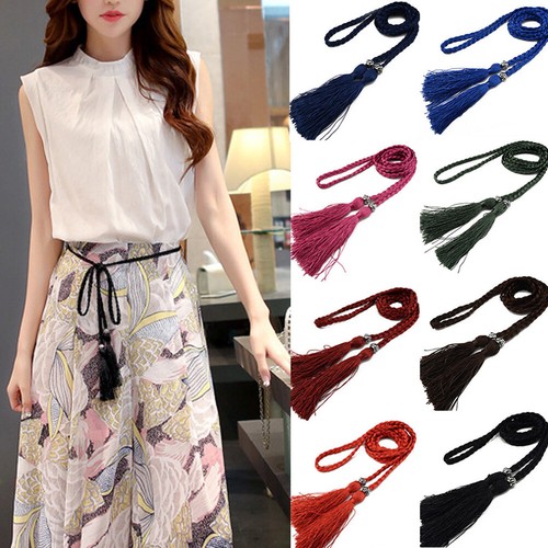 Woven tassel belt self tie - woven, self-tie